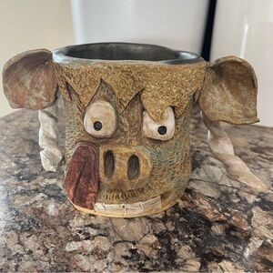 Whimsical Ceramic Ugly Face Mug Artisan Stoneware Pottery Monster Gargoyle